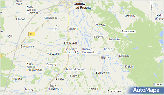 mapa Kuźnica Bobrowska, Kuźnica Bobrowska na mapie Targeo