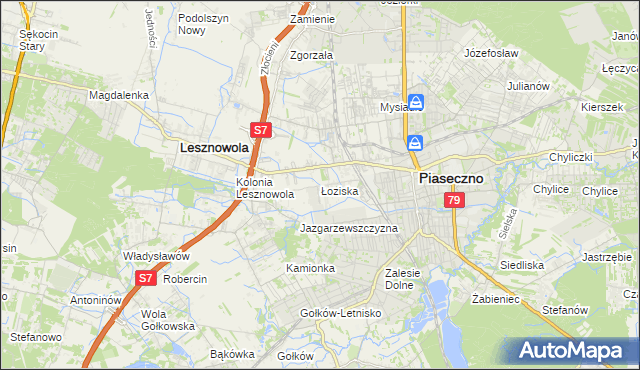 mapa Łoziska, Łoziska na mapie Targeo