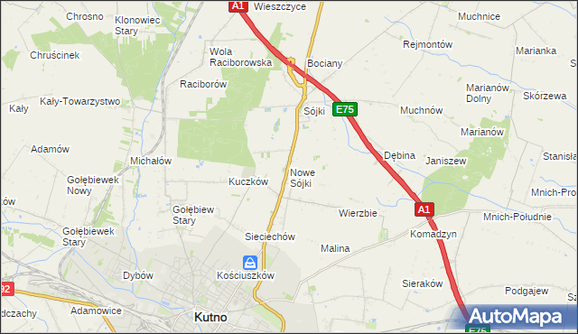 mapa Nowe Sójki, Nowe Sójki na mapie Targeo