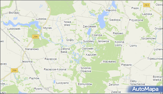 mapa Ostrówek gmina Sompolno, Ostrówek gmina Sompolno na mapie Targeo