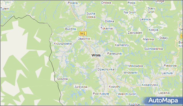 mapa Wisła, Wisła na mapie Targeo