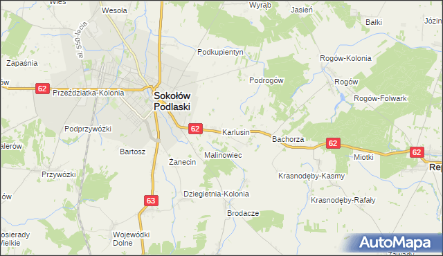 mapa Karlusin, Karlusin na mapie Targeo