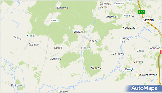 mapa Lipowo gmina Sztabin, Lipowo gmina Sztabin na mapie Targeo