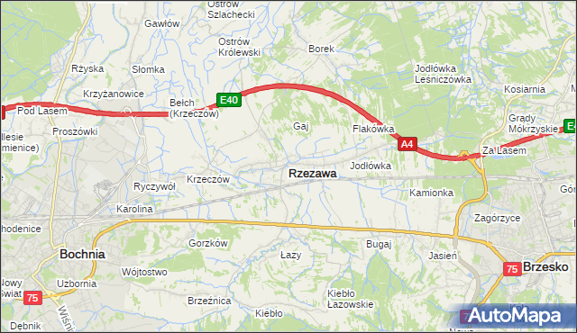 mapa Rzezawa, Rzezawa na mapie Targeo