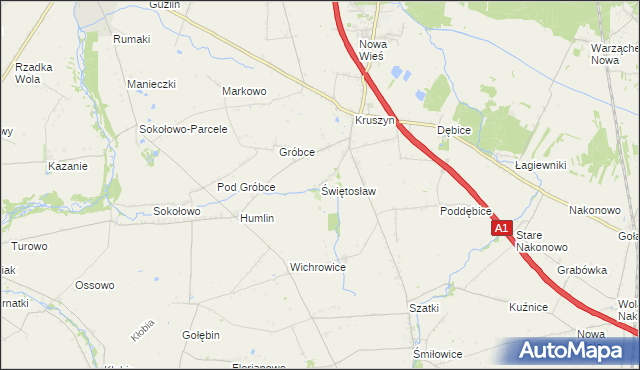 mapa Świętosław gmina Włocławek, Świętosław gmina Włocławek na mapie Targeo