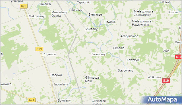 mapa Zwierżany, Zwierżany na mapie Targeo