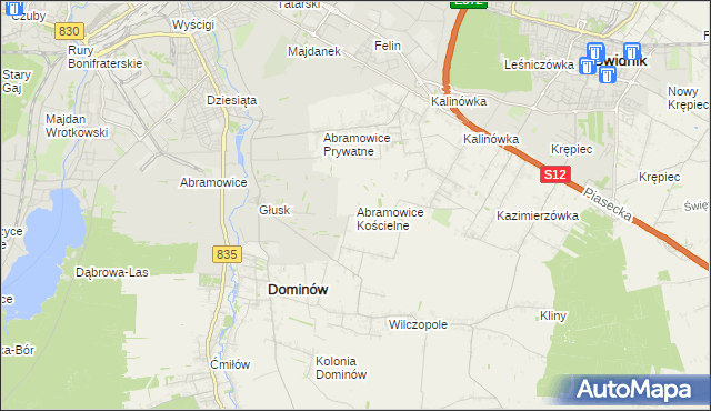 mapa Abramowice Kościelne, Abramowice Kościelne na mapie Targeo