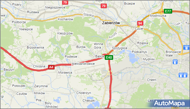 mapa Balice gmina Zabierzów, Balice gmina Zabierzów na mapie Targeo