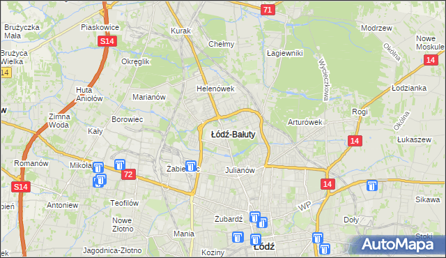 mapa Bałuty gmina Łódź, Bałuty gmina Łódź na mapie Targeo