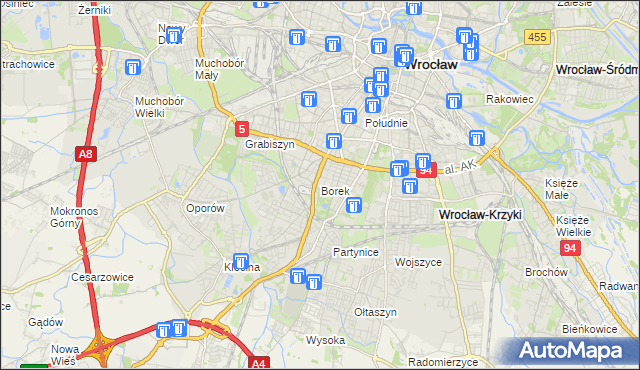 mapa Borek gmina Wrocław, Borek gmina Wrocław na mapie Targeo