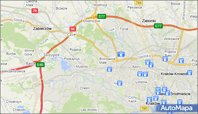 mapa Bronowice Małe, Bronowice Małe na mapie Targeo