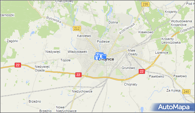 mapa Chojnic, Chojnice na mapie Targeo