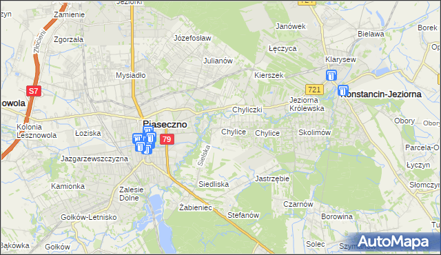 mapa Chylice gmina Piaseczno, Chylice gmina Piaseczno na mapie Targeo