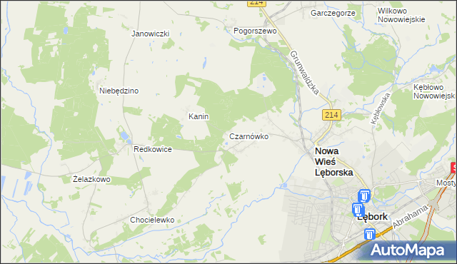 mapa Czarnówko gmina Nowa Wieś Lęborska, Czarnówko gmina Nowa Wieś Lęborska na mapie Targeo