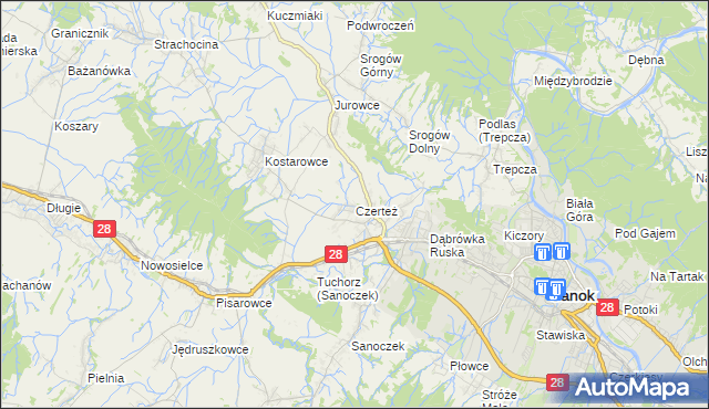 mapa Czerteż, Czerteż na mapie Targeo