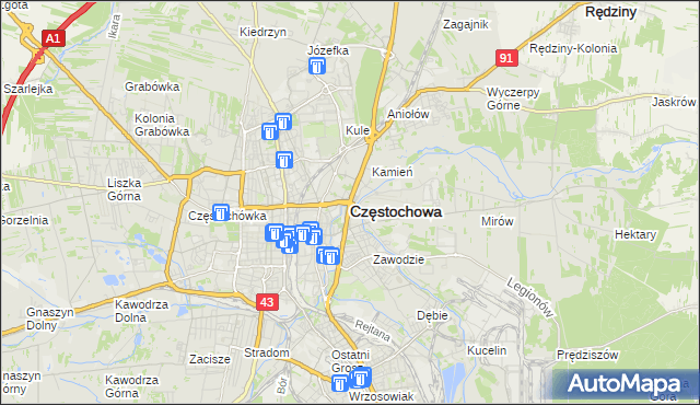 mapa Częstochowy, Częstochowa na mapie Targeo