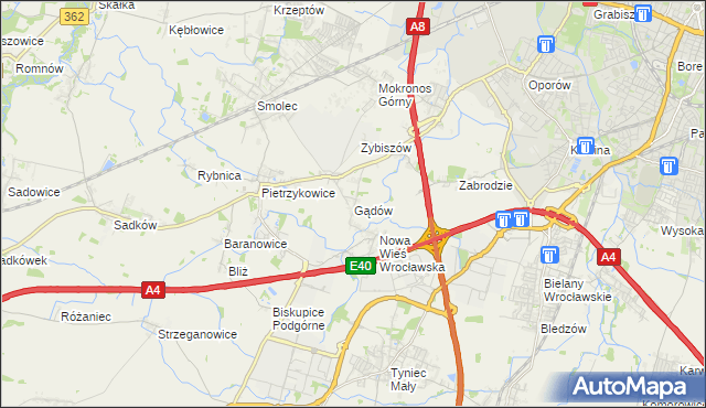 mapa Gądów, Gądów na mapie Targeo