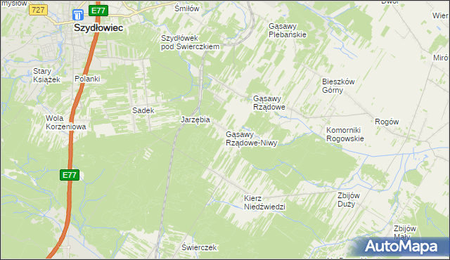 mapa Gąsawy Rządowe-Niwy, Gąsawy Rządowe-Niwy na mapie Targeo