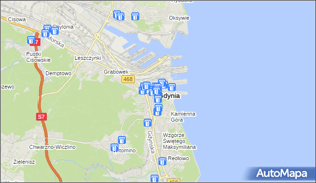 mapa Gdyni, Gdynia na mapie Targeo