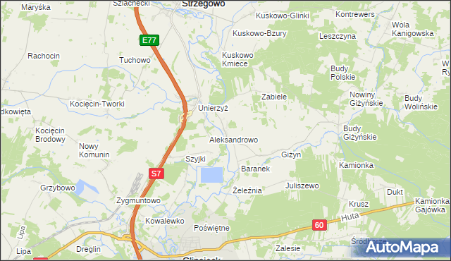 mapa Giżynek gmina Strzegowo, Giżynek gmina Strzegowo na mapie Targeo