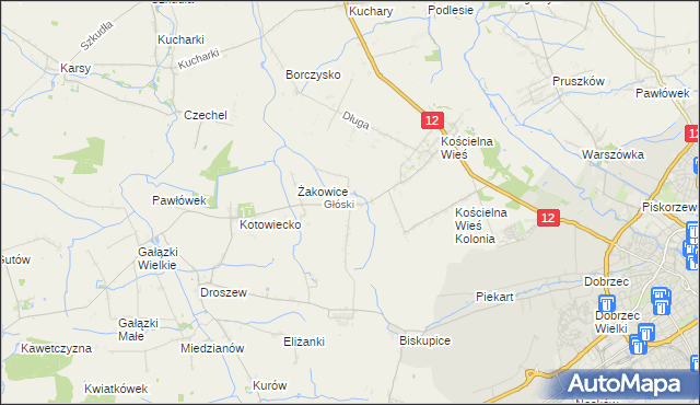 mapa Głóski, Głóski na mapie Targeo