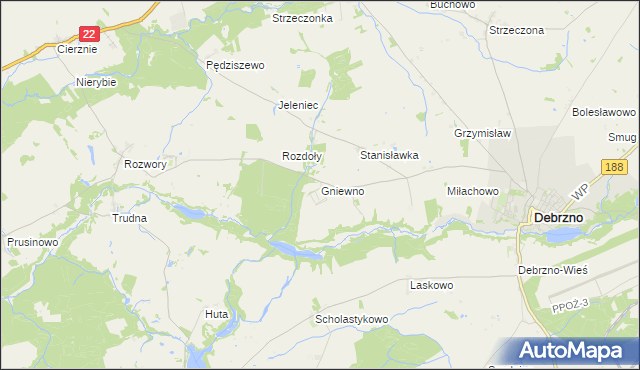 mapa Gniewno, Gniewno na mapie Targeo