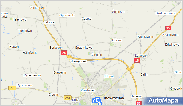 mapa Gnojno gmina Inowrocław, Gnojno gmina Inowrocław na mapie Targeo