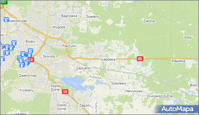 mapa Grabówka gmina Supraśl, Grabówka gmina Supraśl na mapie Targeo