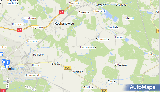 mapa Harbułtowice, Harbułtowice na mapie Targeo