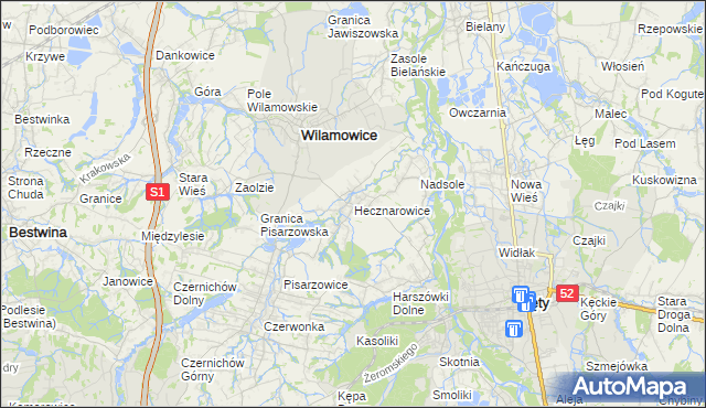 mapa Hecznarowice, Hecznarowice na mapie Targeo