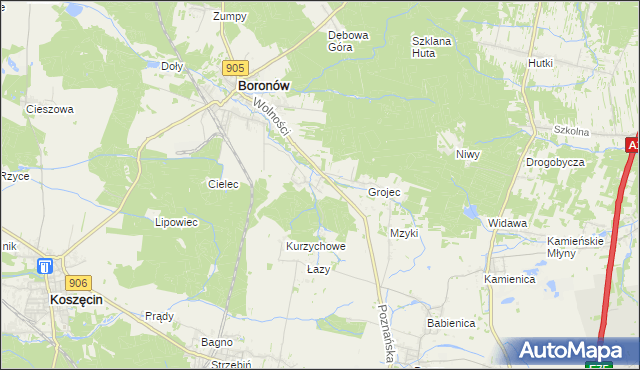 mapa Hucisko gmina Boronów, Hucisko gmina Boronów na mapie Targeo