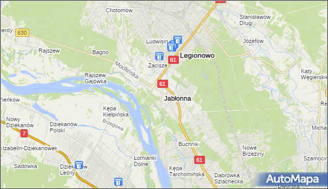 mapa Jabłonna powiat legionowski, Jabłonna powiat legionowski na mapie Targeo