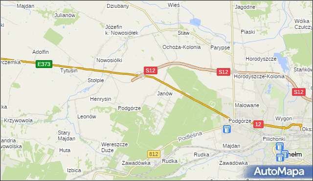 mapa Janów gmina Chełm, Janów gmina Chełm na mapie Targeo