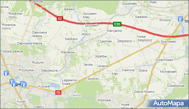 mapa Józefów gmina Zgierz, Józefów gmina Zgierz na mapie Targeo