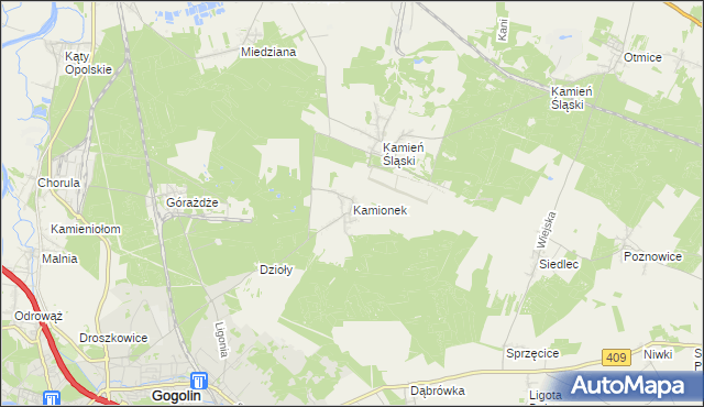 mapa Kamionek gmina Gogolin, Kamionek gmina Gogolin na mapie Targeo