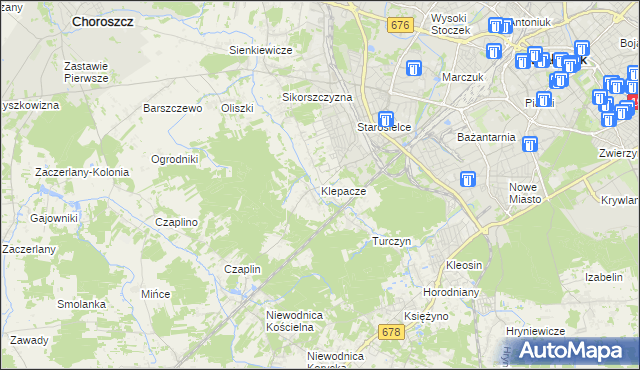 mapa Klepacze gmina Choroszcz, Klepacze gmina Choroszcz na mapie Targeo