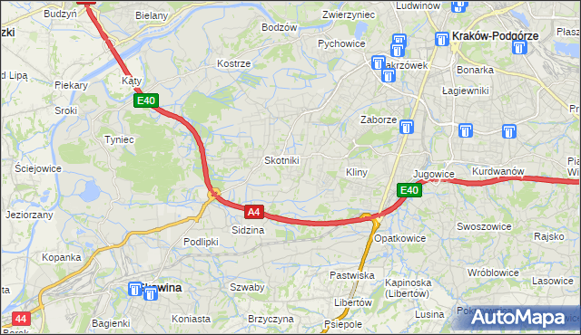 mapa Kobierzyn gmina Kraków, Kobierzyn gmina Kraków na mapie Targeo