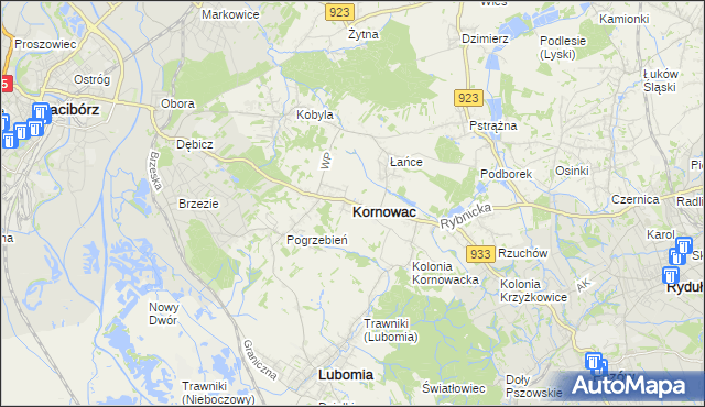 mapa Kornowac, Kornowac na mapie Targeo