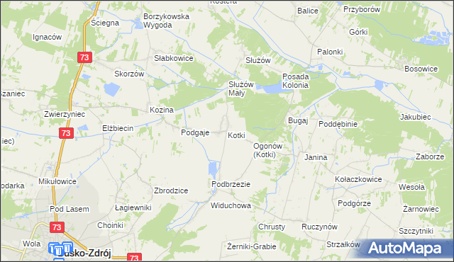mapa Kotki gmina Busko-Zdrój, Kotki gmina Busko-Zdrój na mapie Targeo