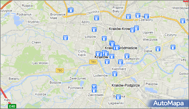 mapa Krakowa, Kraków na mapie Targeo