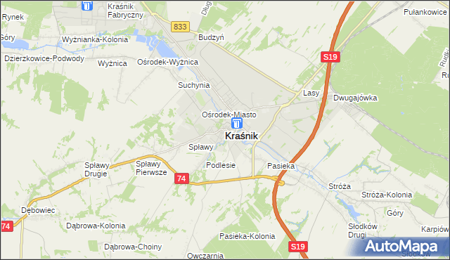 mapa Kraśnik, Kraśnik na mapie Targeo