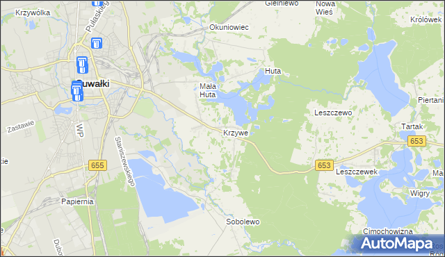 mapa Krzywe gmina Suwałki, Krzywe gmina Suwałki na mapie Targeo