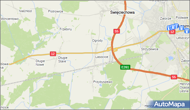 mapa Lasocice gmina Święciechowa, Lasocice gmina Święciechowa na mapie Targeo