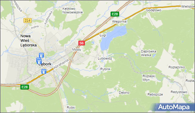 mapa Lubowidz gmina Nowa Wieś Lęborska, Lubowidz gmina Nowa Wieś Lęborska na mapie Targeo