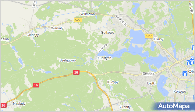 mapa Łupstych, Łupstych na mapie Targeo