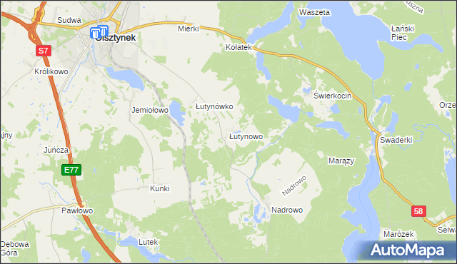 mapa Łutynowo, Łutynowo na mapie Targeo