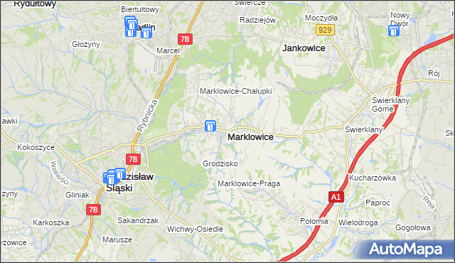 mapa Marklowice, Marklowice na mapie Targeo