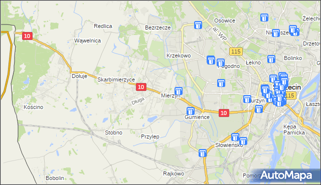 mapa Mierzyn gmina Dobra (Szczecińska), Mierzyn gmina Dobra (Szczecińska) na mapie Targeo