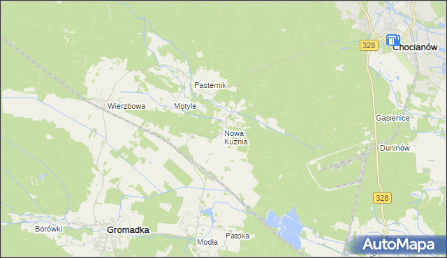 mapa Nowa Kuźnia gmina Gromadka, Nowa Kuźnia gmina Gromadka na mapie Targeo