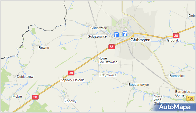 mapa Nowe Gołuszowice, Nowe Gołuszowice na mapie Targeo